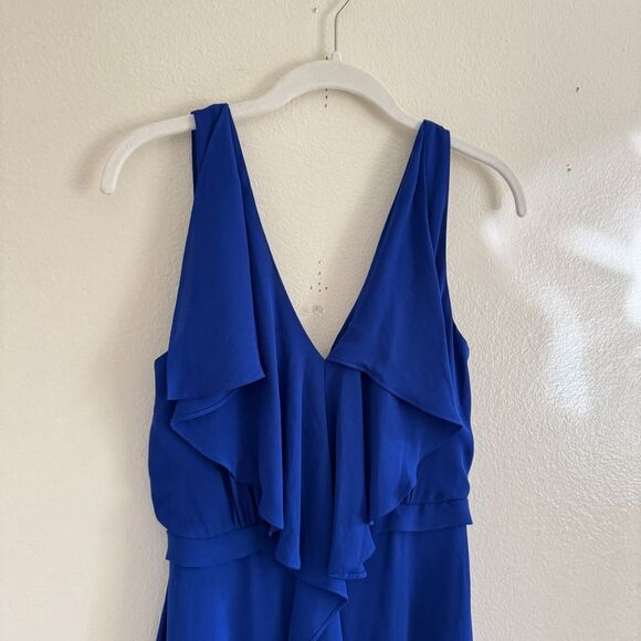 NWT BCBGMaxAzria Jessica Dress Waterfall ruffle handkerchief hem blue 4 - Picture 3 of 11